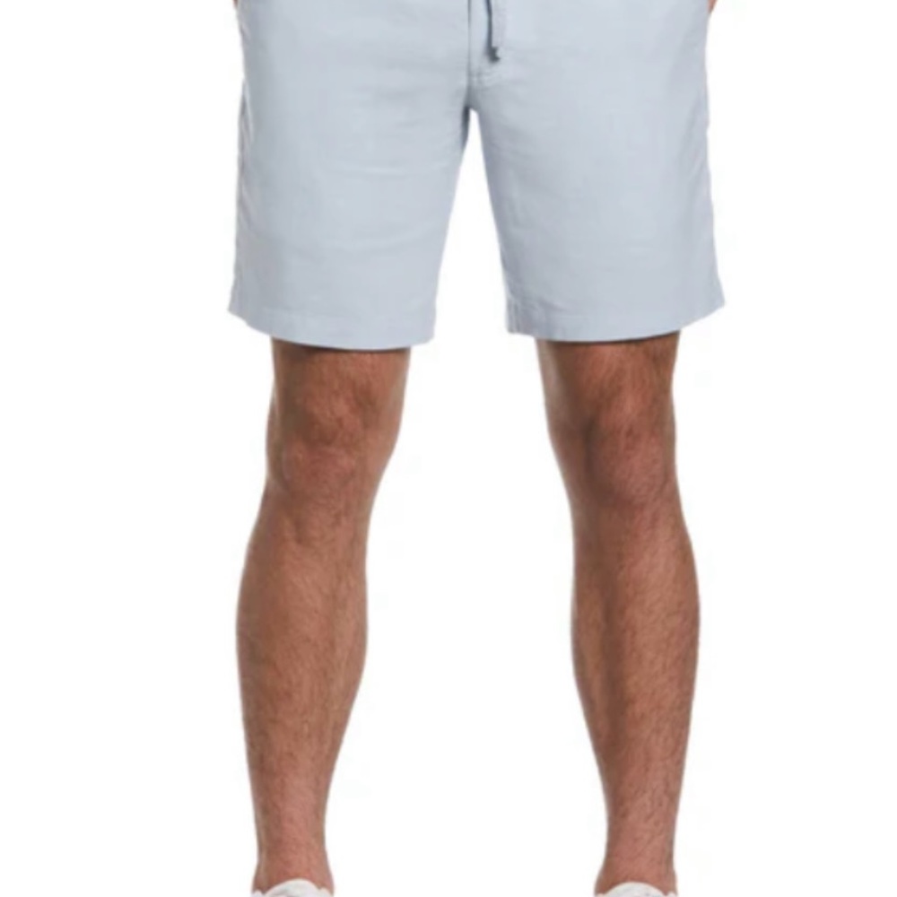 Cubavera Men’s Linen Blend Drawstring 9” Shorts Cerulean Blue Size L